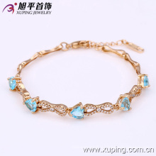 73015 Xuping jóias atacado China coração aquamarine fantasia pulseira de ouro festa de casamento nupcial